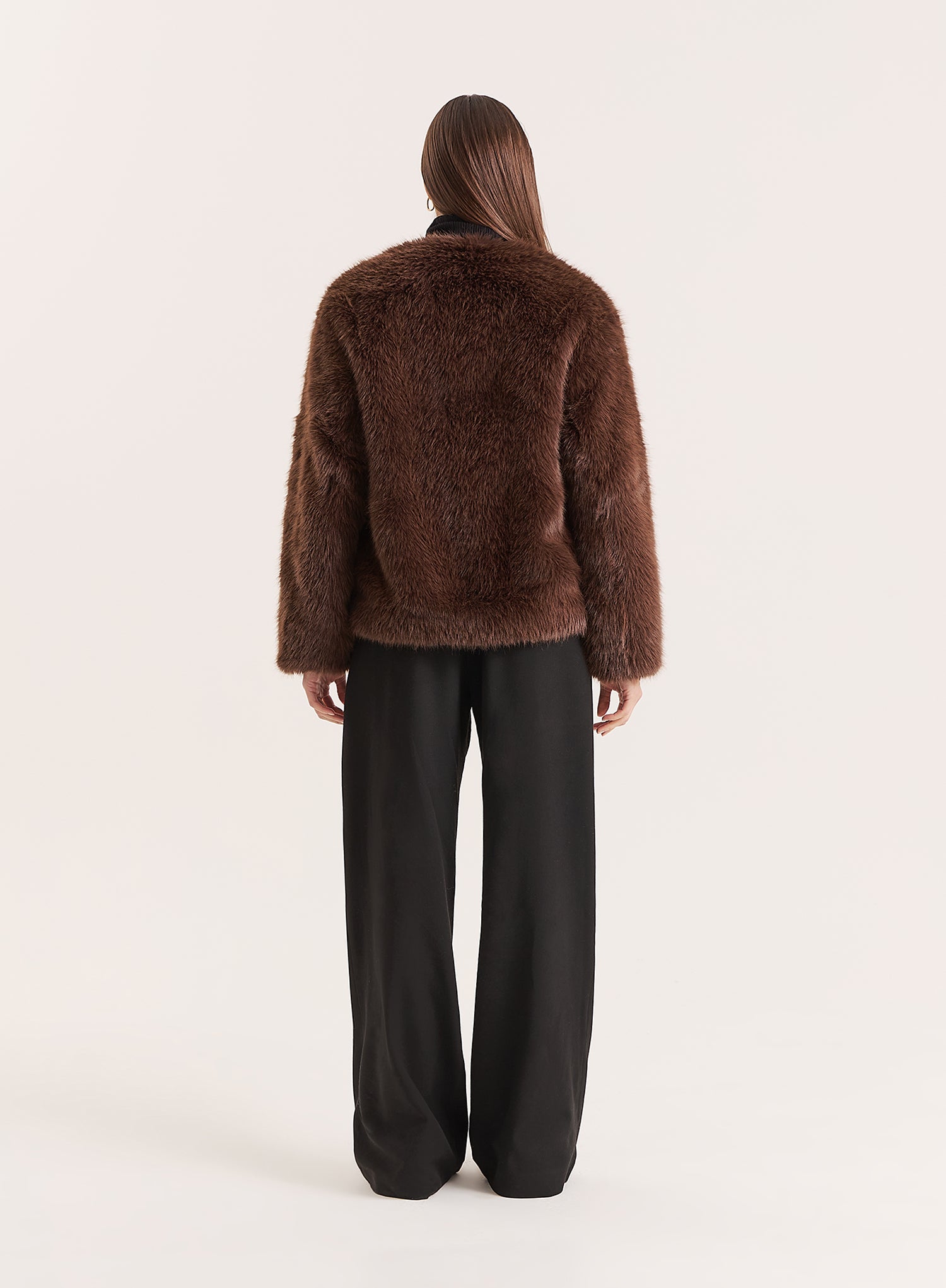 Brown Faux Fur Toggle Fastening Jacket